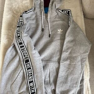Adidas Gray Sweatshirt with Sleeve Text